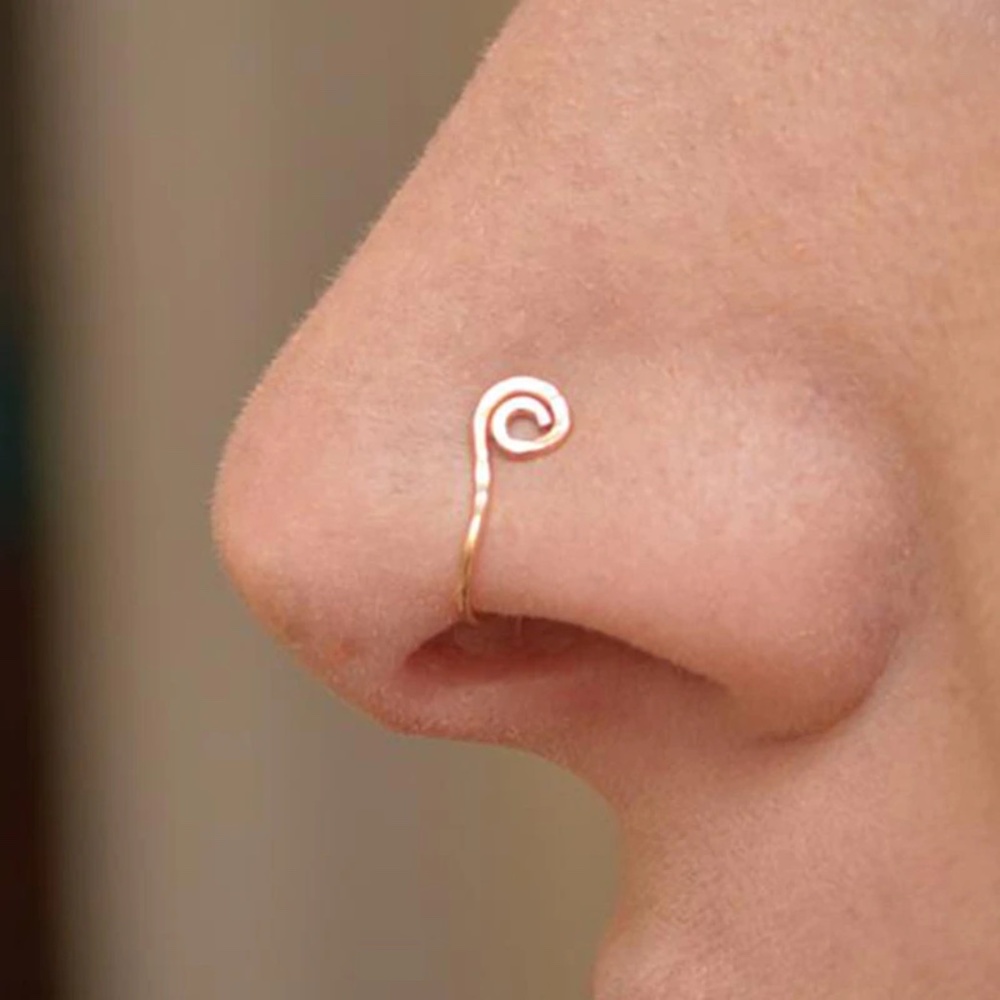 14k RoseGold No Piercing Nose Ring